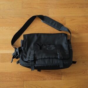 Y-3 Messenger Bag Unisex Black Flocked Logo Techwear Yohji Yamamoto Adidas